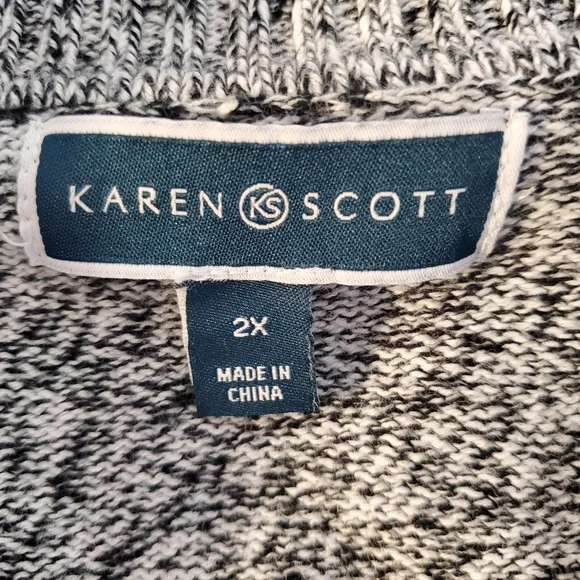 Karen Scott Sweater Womens 2X Pullover 1/4 Zip‎ Gray White Warm Layer Warm XXL - Picture 3 of 13